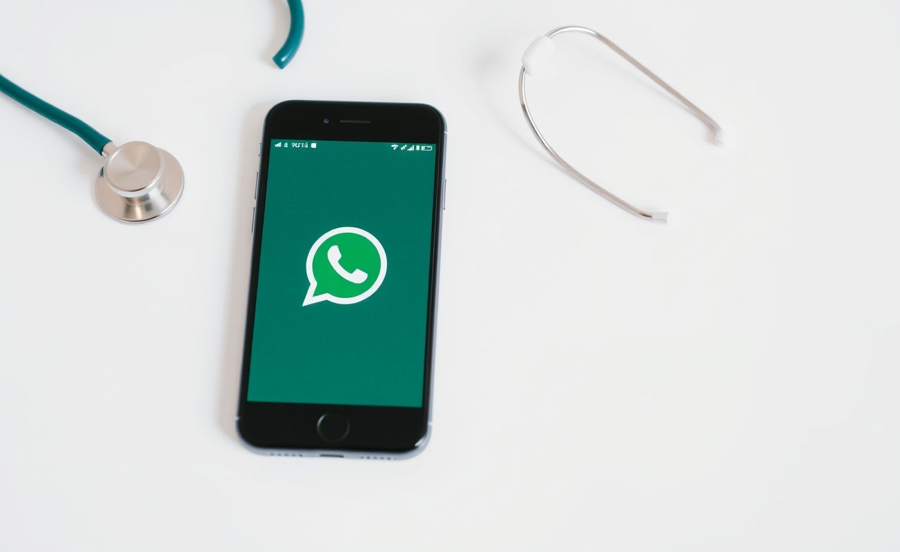 Smartphone mostrando atendimento Bradesco Saúde pelo WhatsApp
