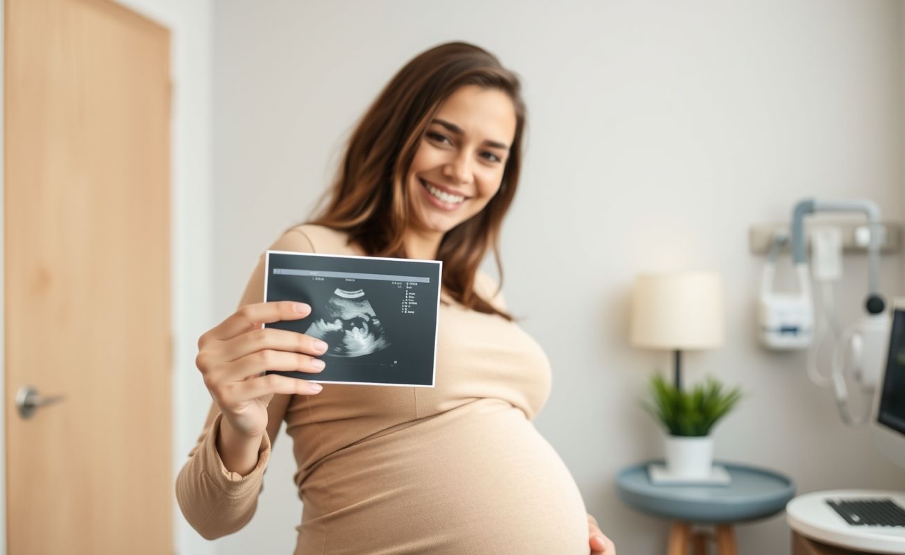 Gestante descobrindo sexo do bebê com exame