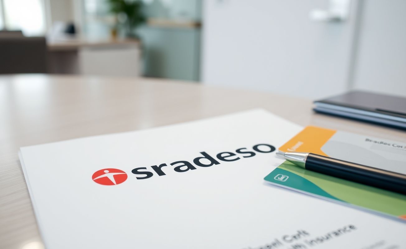 Documentação do plano Bradesco Saúde em mesa organizada