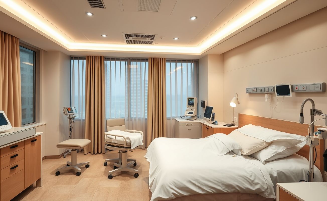 Interior da suíte de parto na Maternidade São Luiz Star