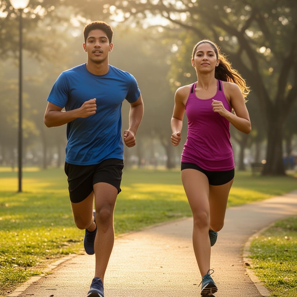 Casal jovem praticando exercícios representando o plano Bradesco Nacional Flex