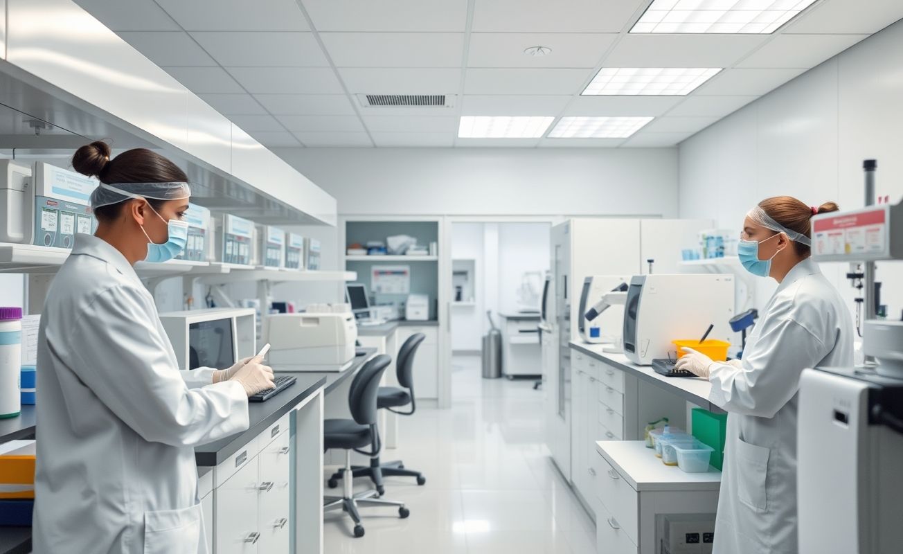 Laboratório médico profissional com equipamentos modernos