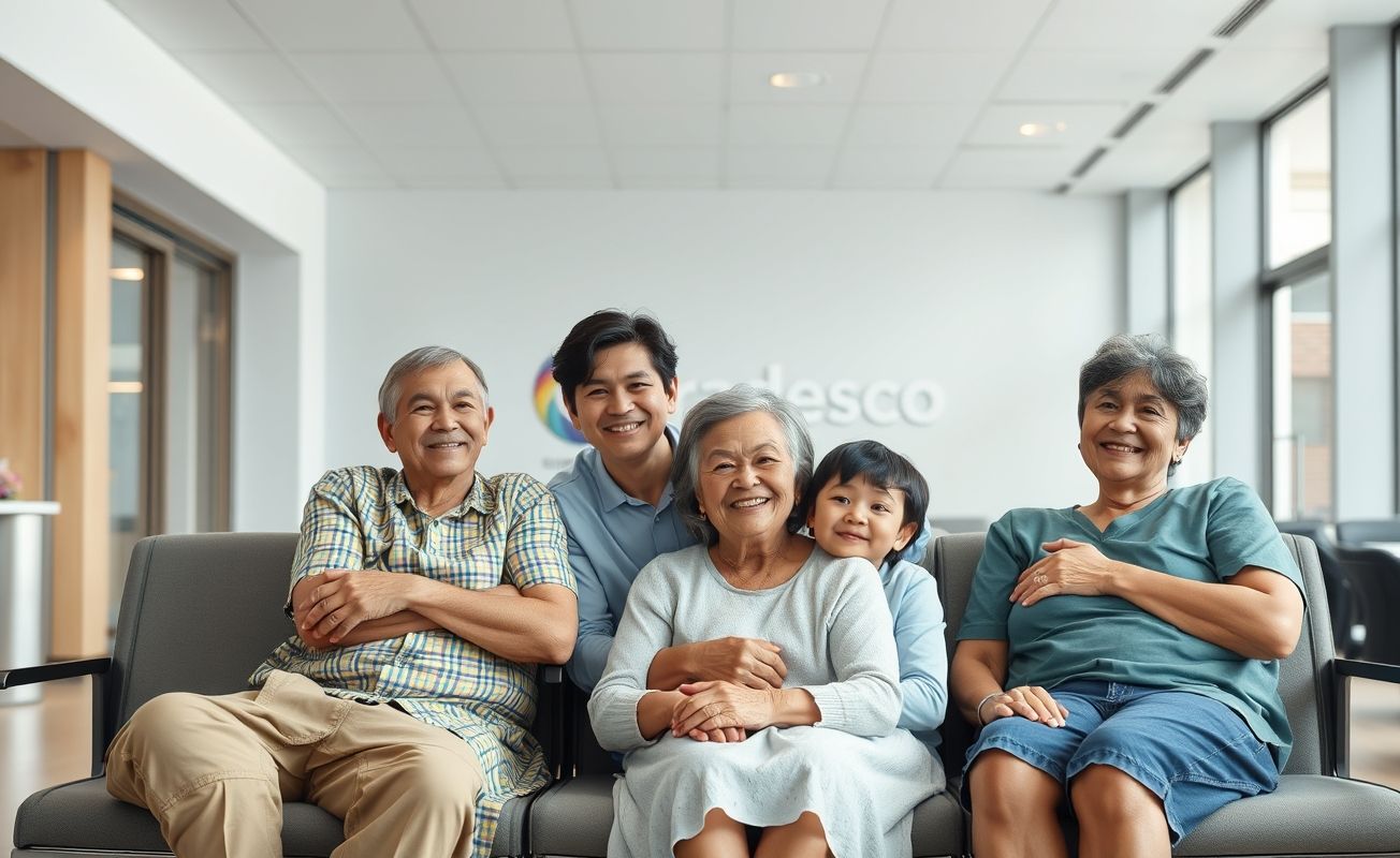 Família em hospital da rede Bradesco Saúde