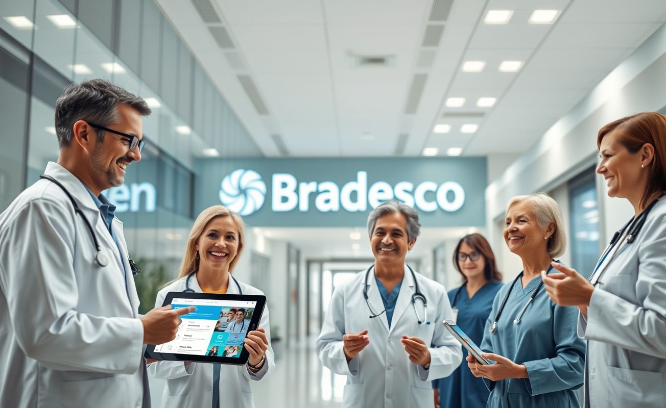Rede de saúde Bradesco com médicos e pacientes